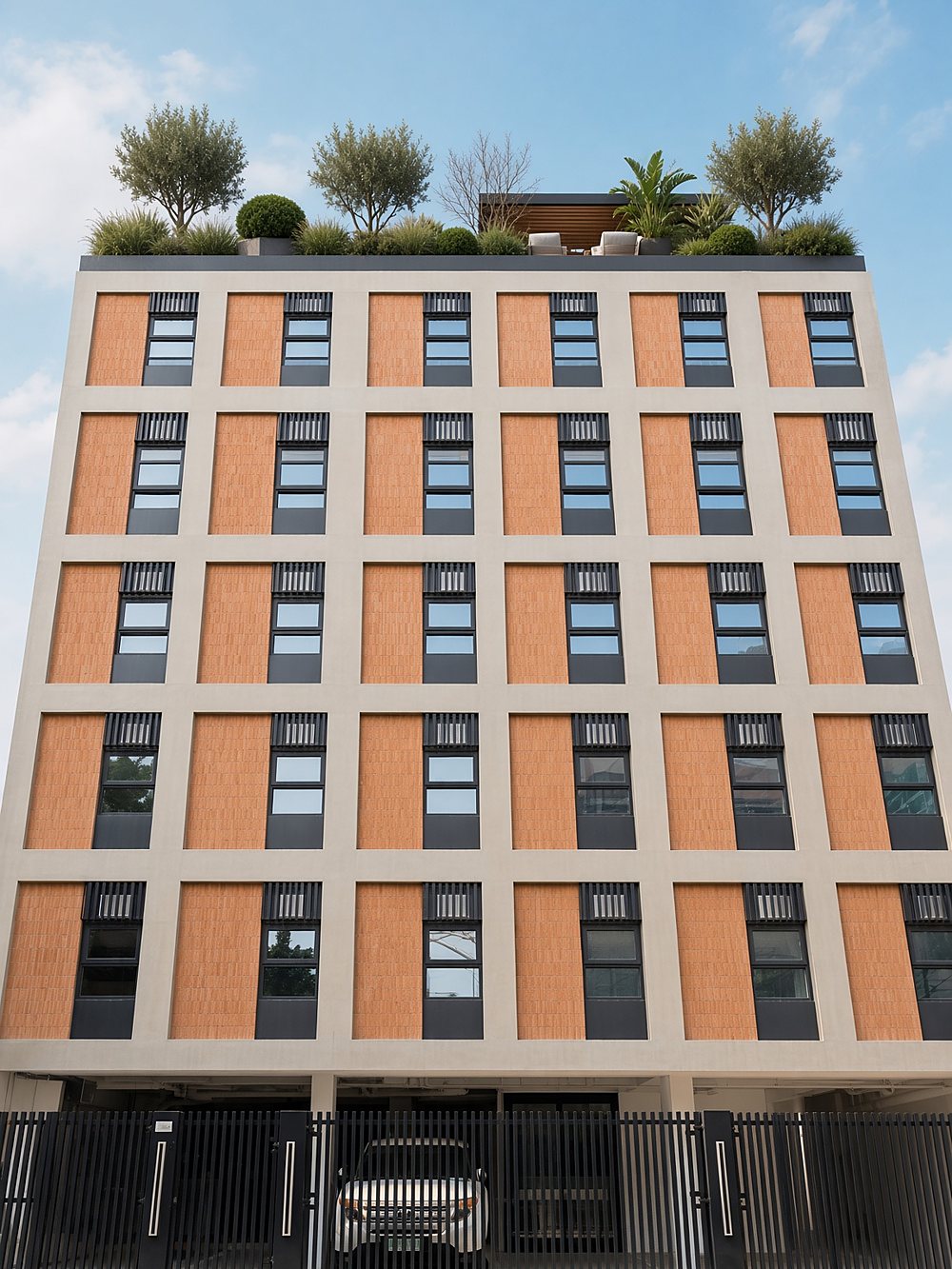 Mid-rise residential building with roof garden, Manila